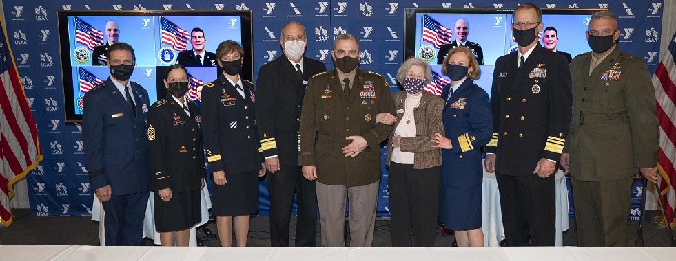 Army Gen. Mark A. Milley, chairman of the Joint Chiefs of Staff, attends the Armed Services YMCA 14th Annual Angels of the Battlefield award ceremony held at the National Press Club in Washington D.C., Oct. 27, 2020. Since 2006, the Armed Services YMCA’s Angels of the Battlefield Award honors military medics, corpsmen and pararescue service members representing all five branches of the U.S. Armed Services. (DOD Photo by Navy Petty Officer 1st Class Carlos M. Vazquez II)